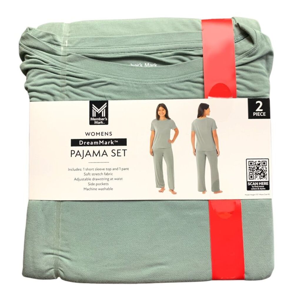 Member's Mark Women's DreamMark Short Sleeve Tee & Pant Pajama Set - Green